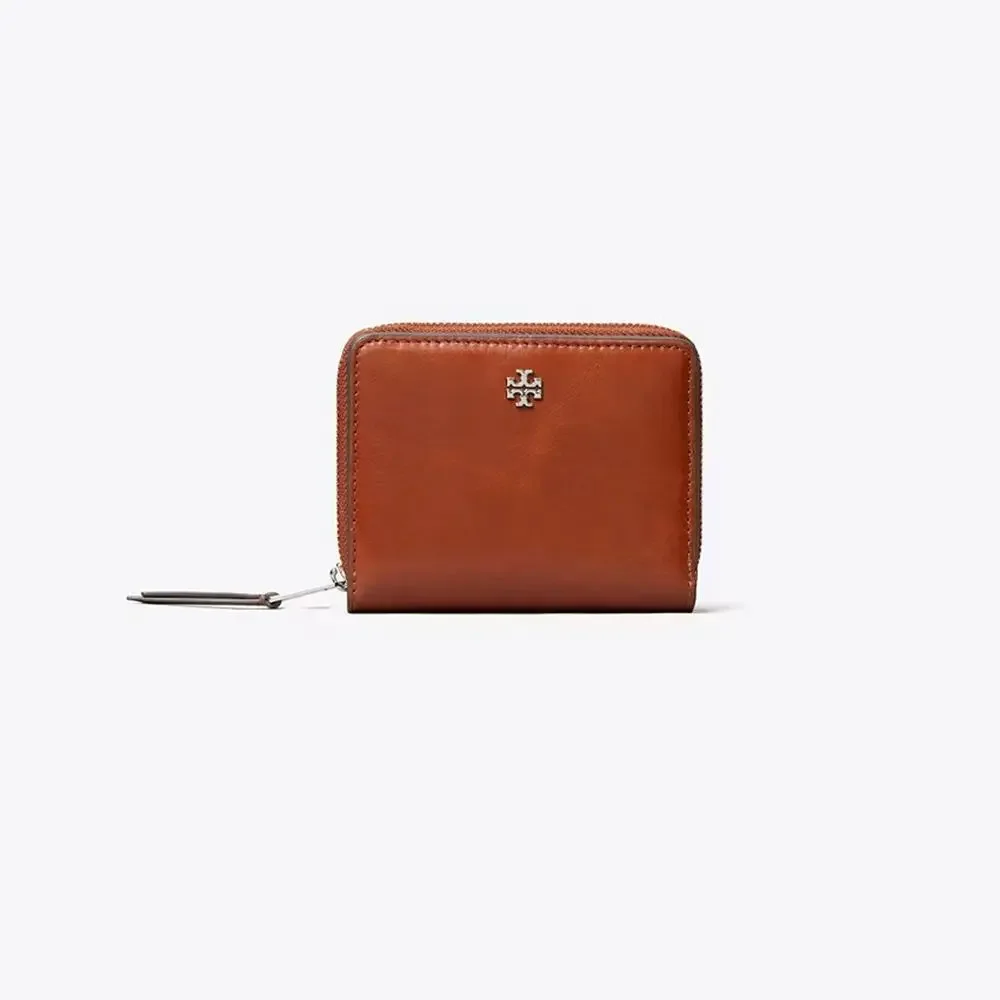 NEW‼️Tory Burch Rory Glazed Mini Wallet 181437 Aged Brown $195